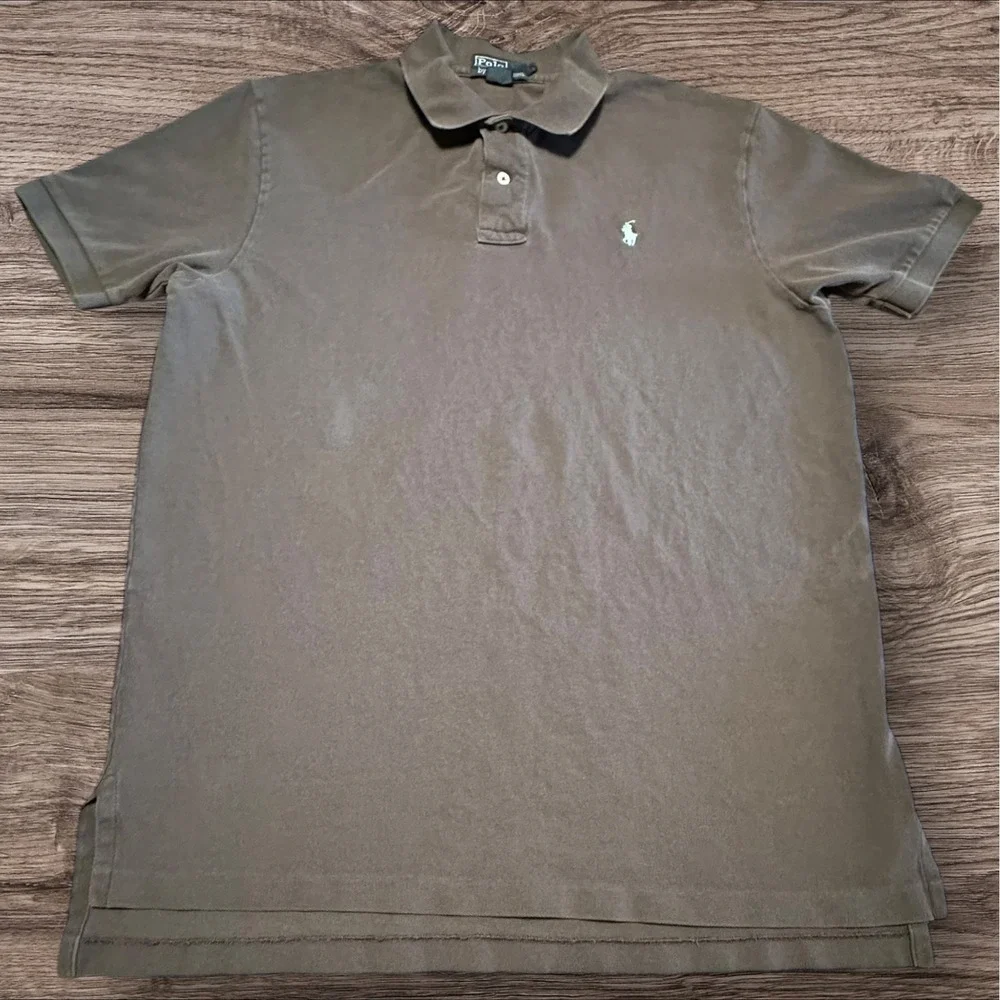 Polo Ralph Lauren‎ Mens Brown Polo Shirt Y2K Early 2000s Cotton Classic